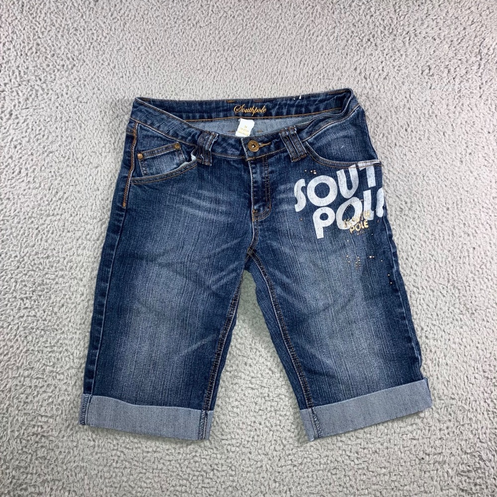 Y2k‎ Southpole Bermuda Shorts 9 Women 28 Blue 90s Jorts Retro Hip Hop Streetwear